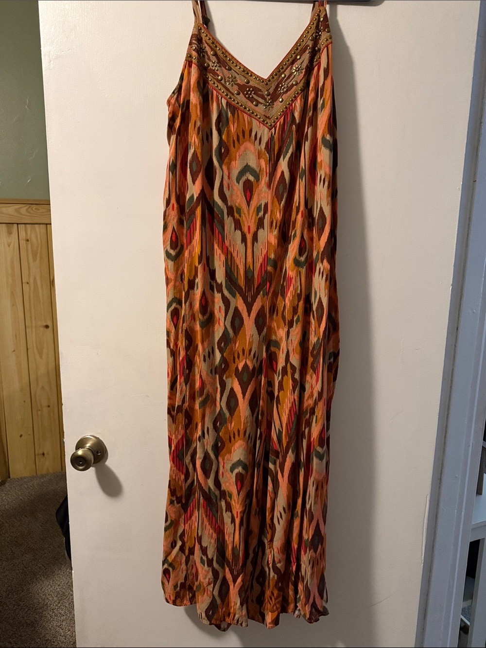 Flowy Multicolor Printed Maxi Skirt - Orange Pattern